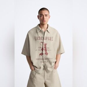 ZARA LINEN-COTTON OVER-SHIRT Size L